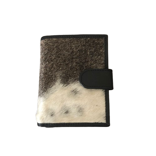 Premium leather wallet Black Cow & Natural Hair-on leather