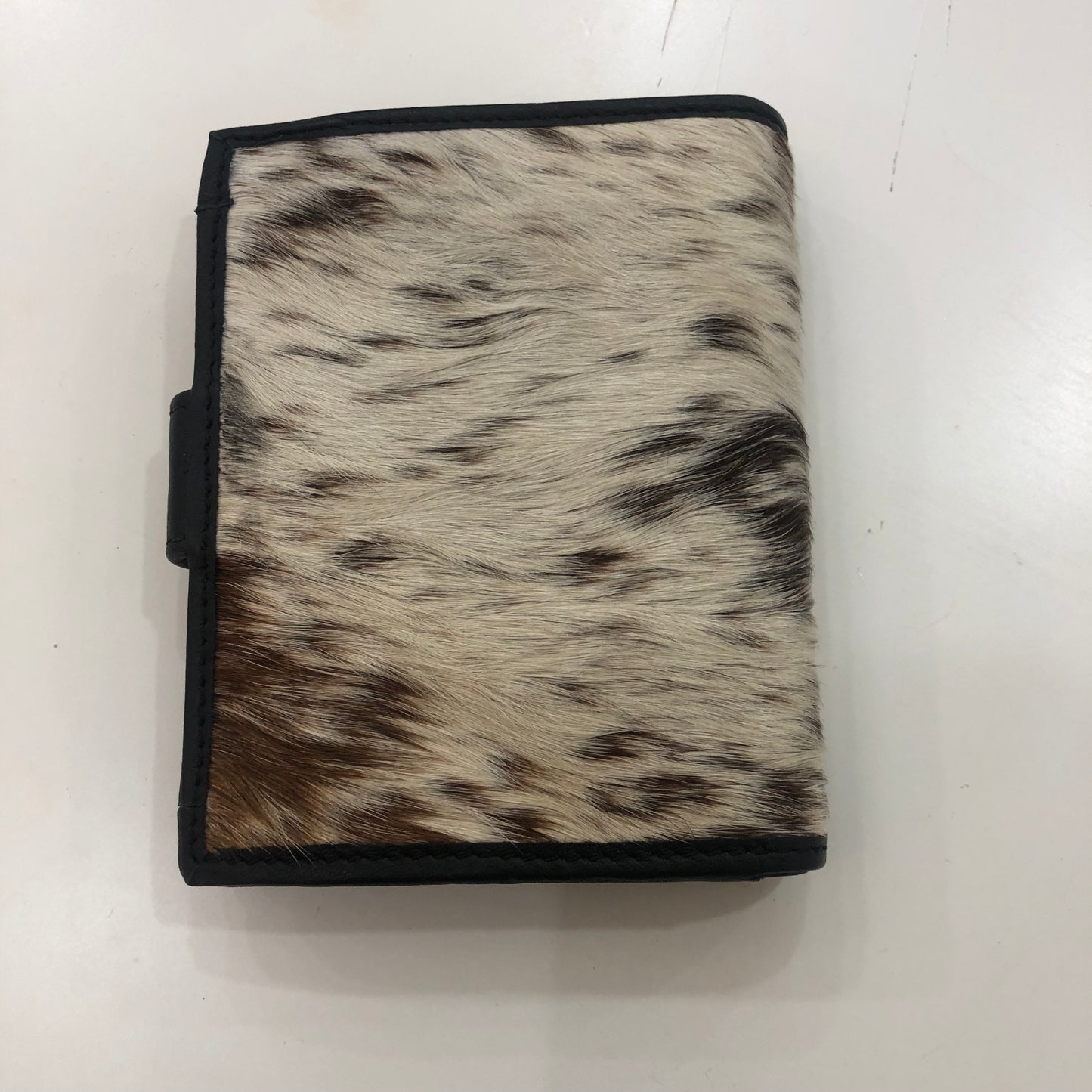 Premium leather wallet Black Cow & Natural Hair-on leather