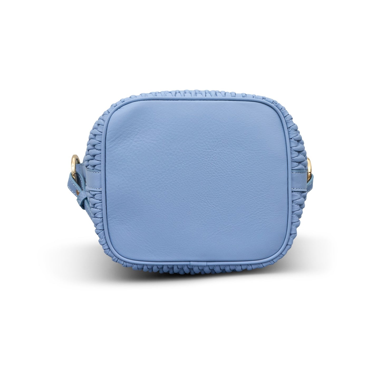 Round bucket leather bag