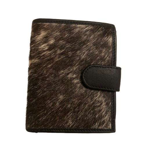 Premium leather wallet Black Cow & Natural Hair-on leather
