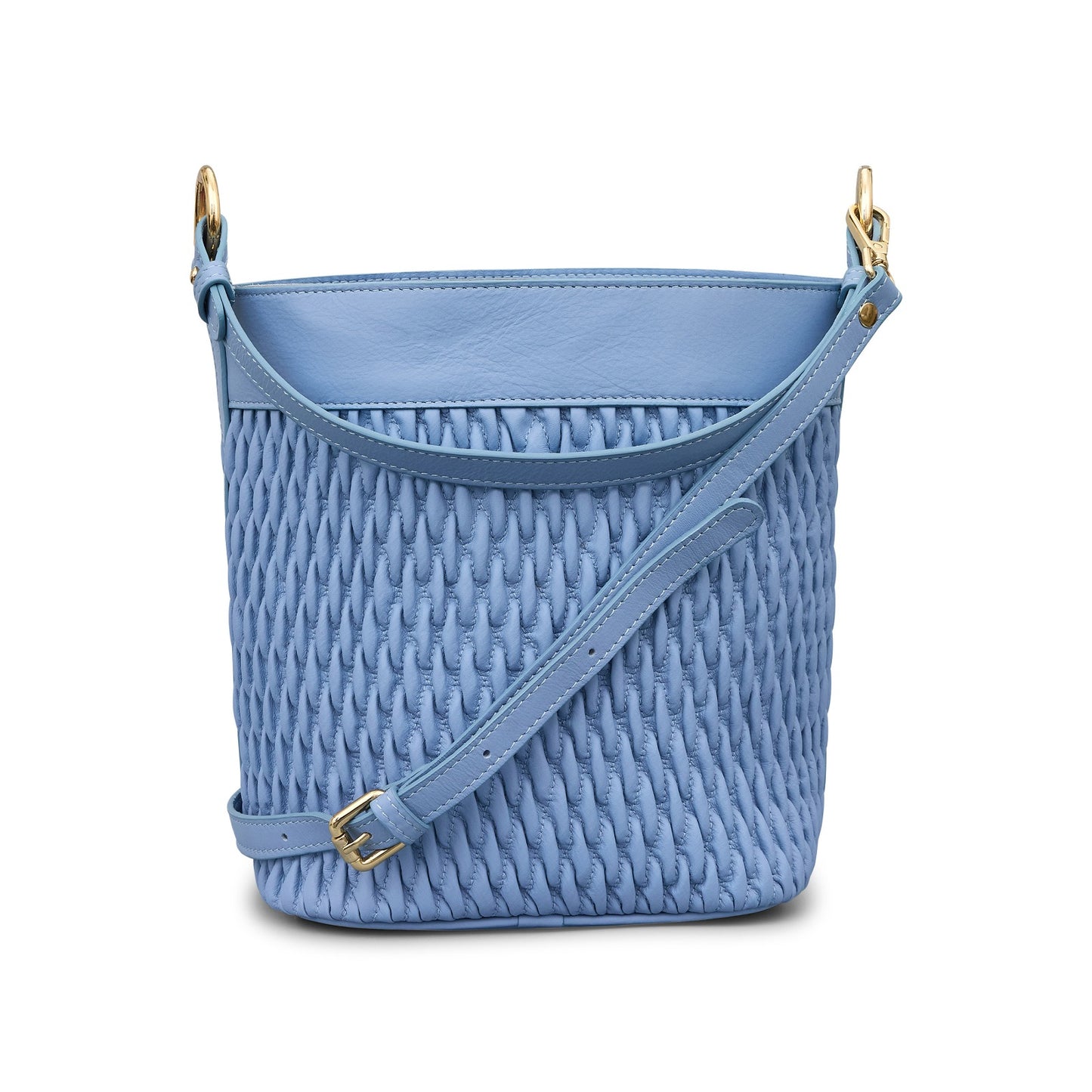 Round bucket leather bag