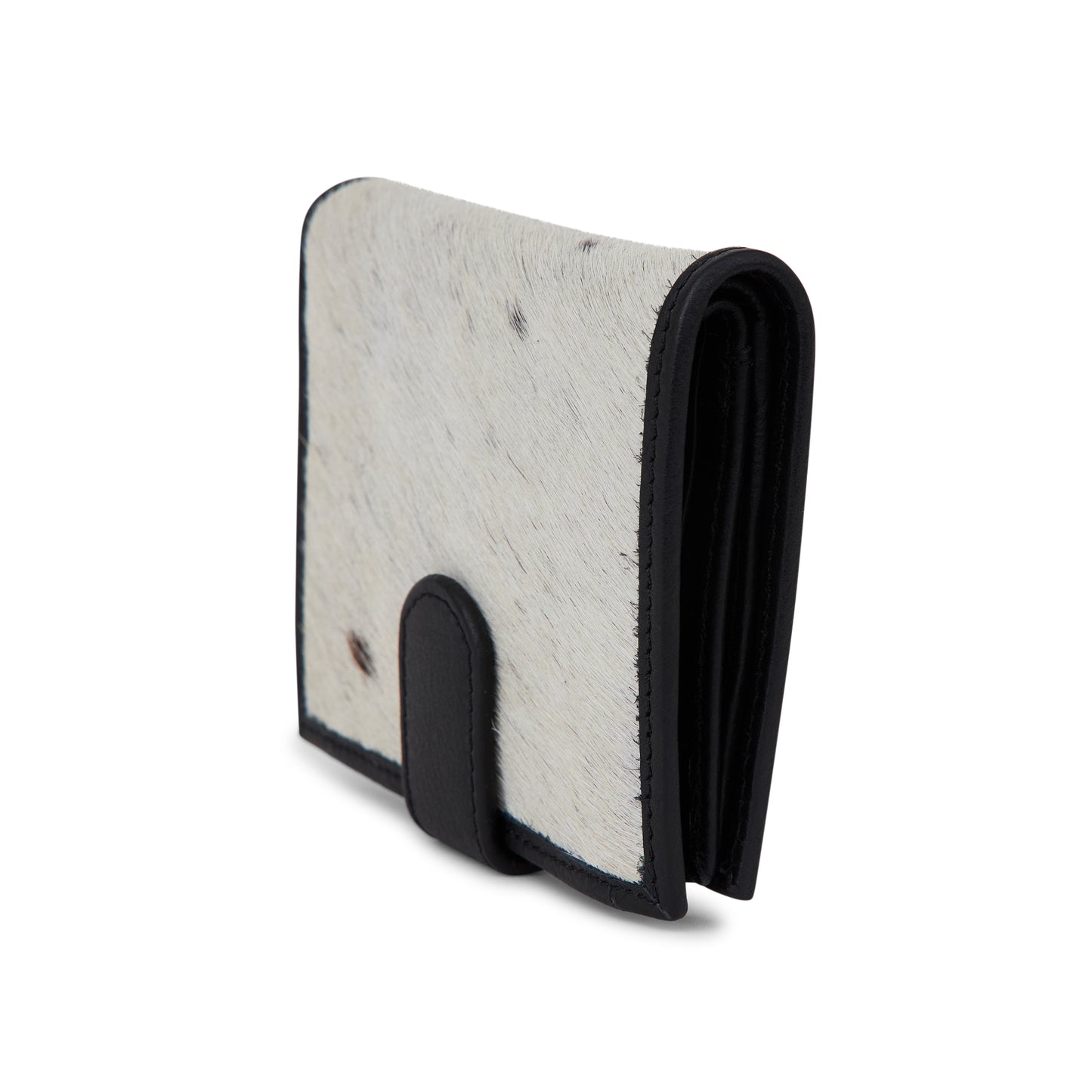 Premium leather wallet Black Cow & Natural Hair-on leather