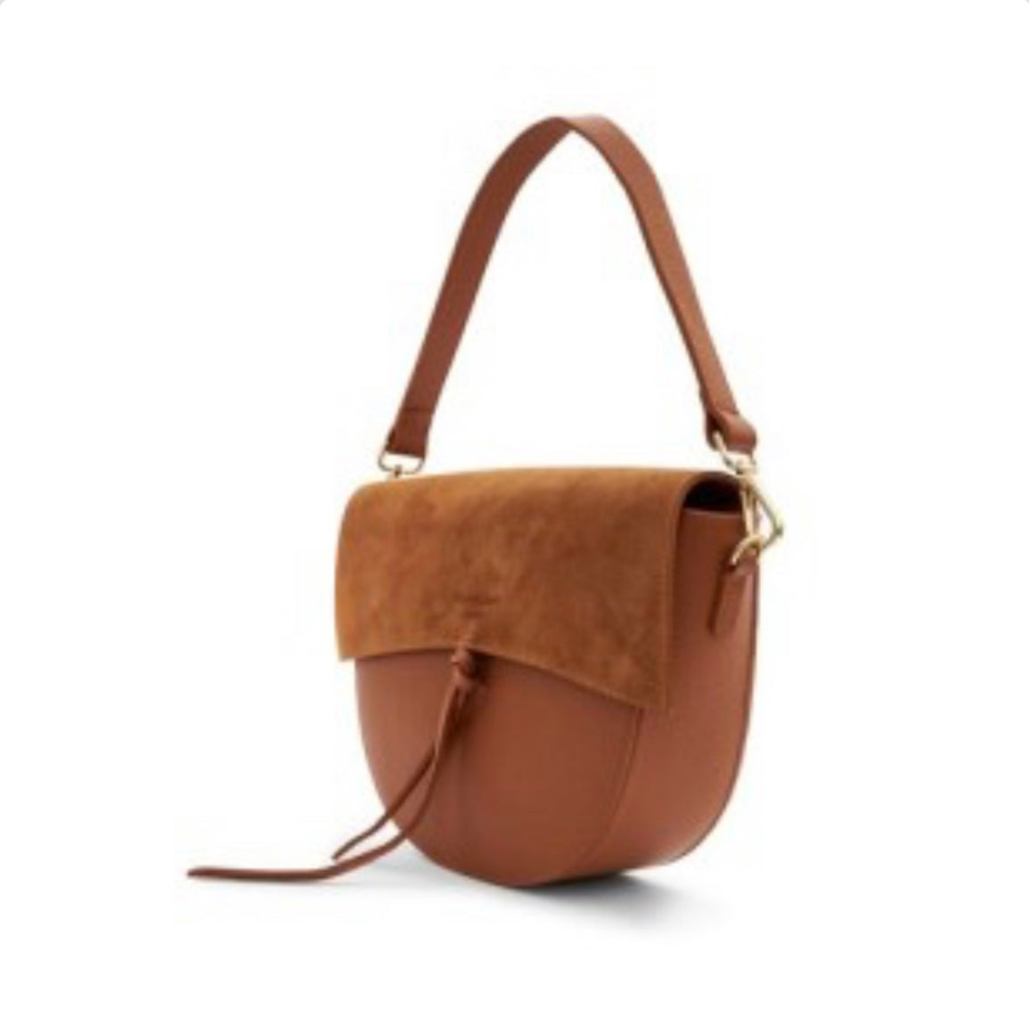 Chic leather & suede Half Moon shoulder/crossbody bag