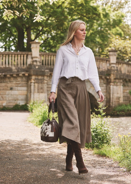 Classic Leather Cow Print Tote Bag